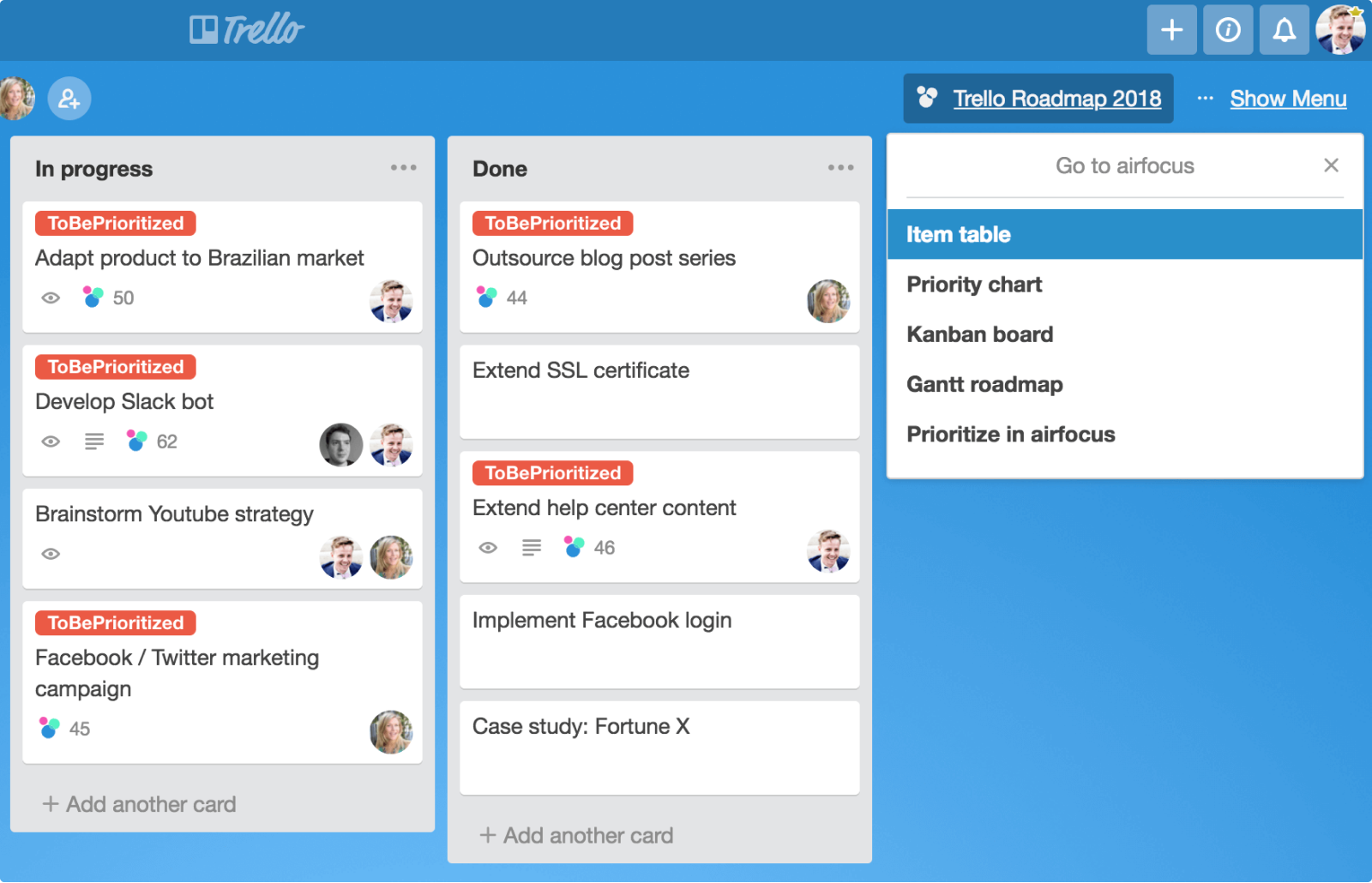 Trello Power-Up | airfocus Priorities & Roadmaps